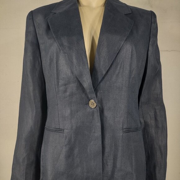 Talbots Jackets & Blazers - NWOT Talbots dark blue 100% Irish Linen two button blazer jacket ladies size 8